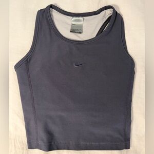 Nike Dri-Fit Racerback Crop Tank Top Dark Gray XS Athletic
